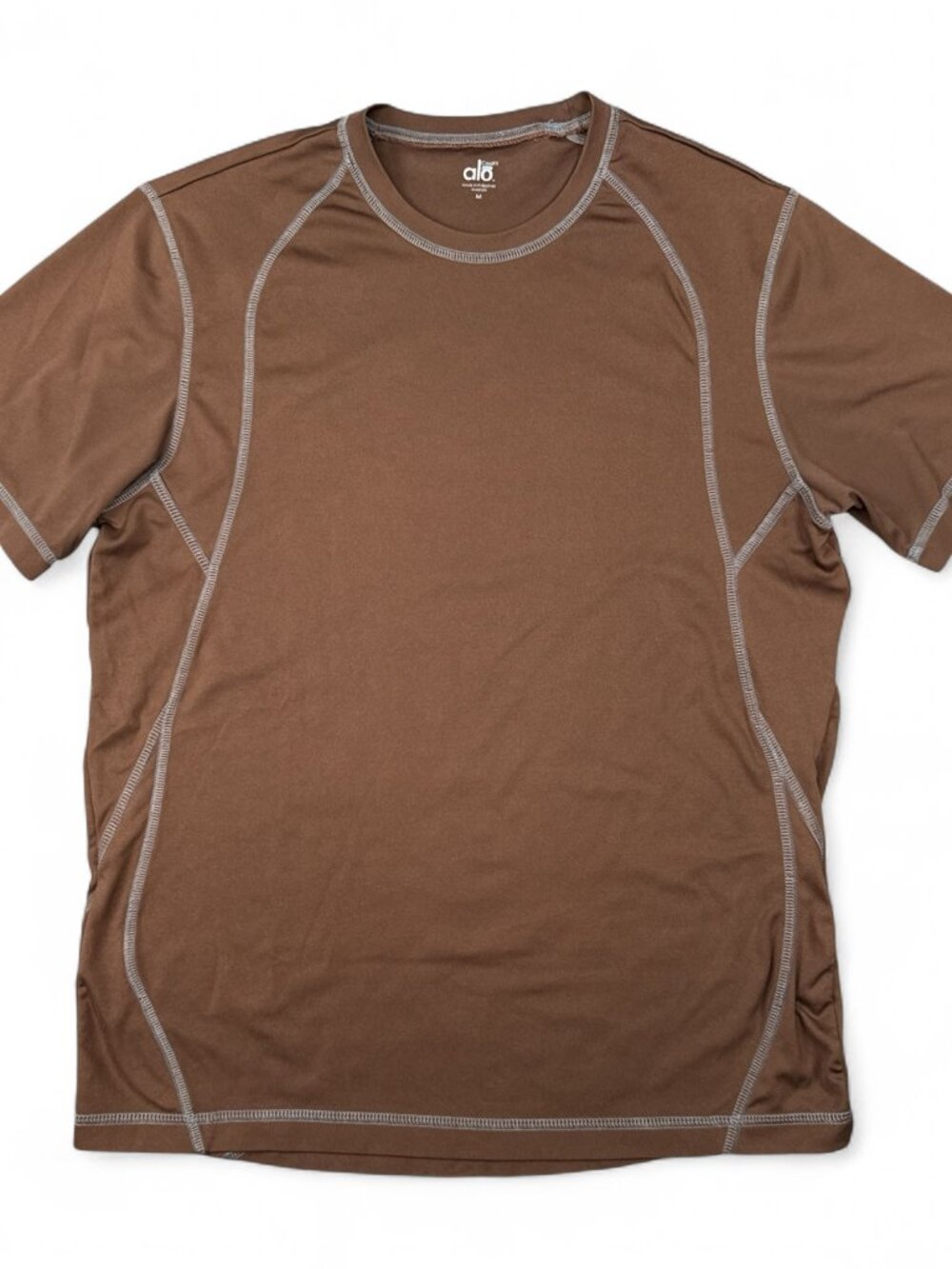 Alo Yoga CoolFit T-Shirt Medium Brown Polyester Athletic Preowned